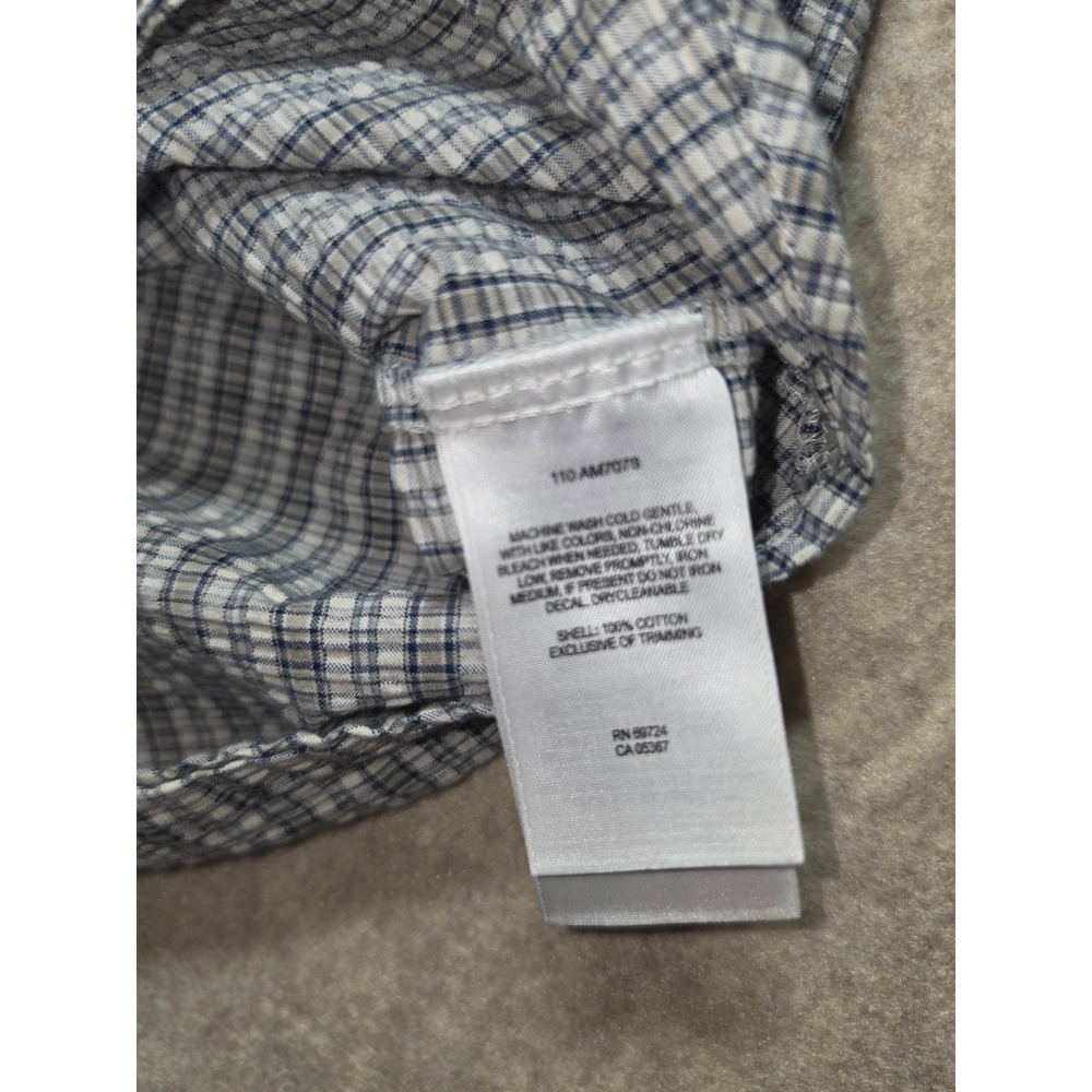 Columbia Mens Plaid Short Sleeve Button Down Shirt‎ Blue White Cotton Size M - Picture 7 of 8